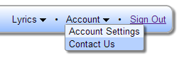 Account Settings menu item in Account menu