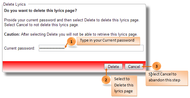 Delete lyrics