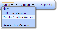 From Lyrics menu select Create Another Version