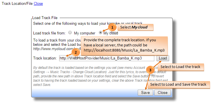 Load Track File dialog