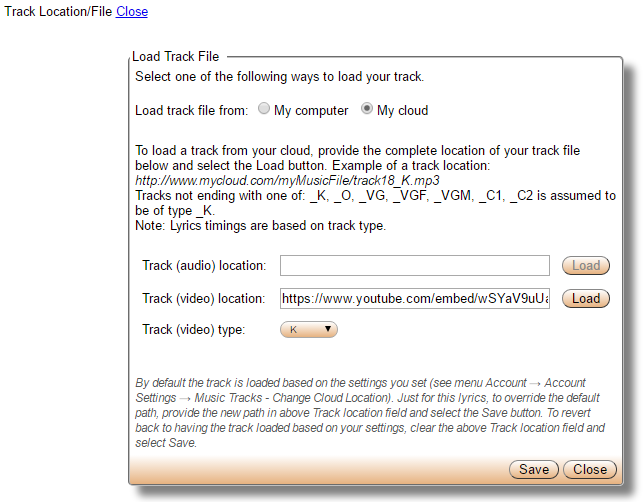 Load Track File Dialog